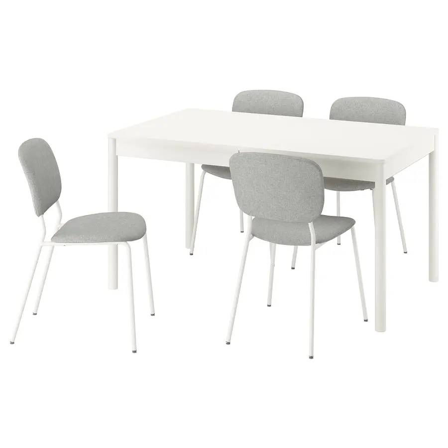 Set masa + 4 scaune Ikea Tonstad/Vihals/Tibbleby 140/196x85 (Alb/Bej-gri) - 2