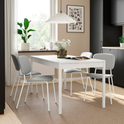 Set masa + 4 scaune Ikea Tonstad/Vihals/Tibbleby 140/196x85 (Alb/Bej-gri)
