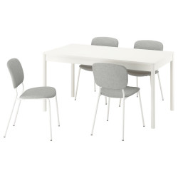 Комплект стол + 4 стула Ikea Tonstad/Vihals/Tibbleby 150x80 (Белый/Серо-бежевый) Thumb