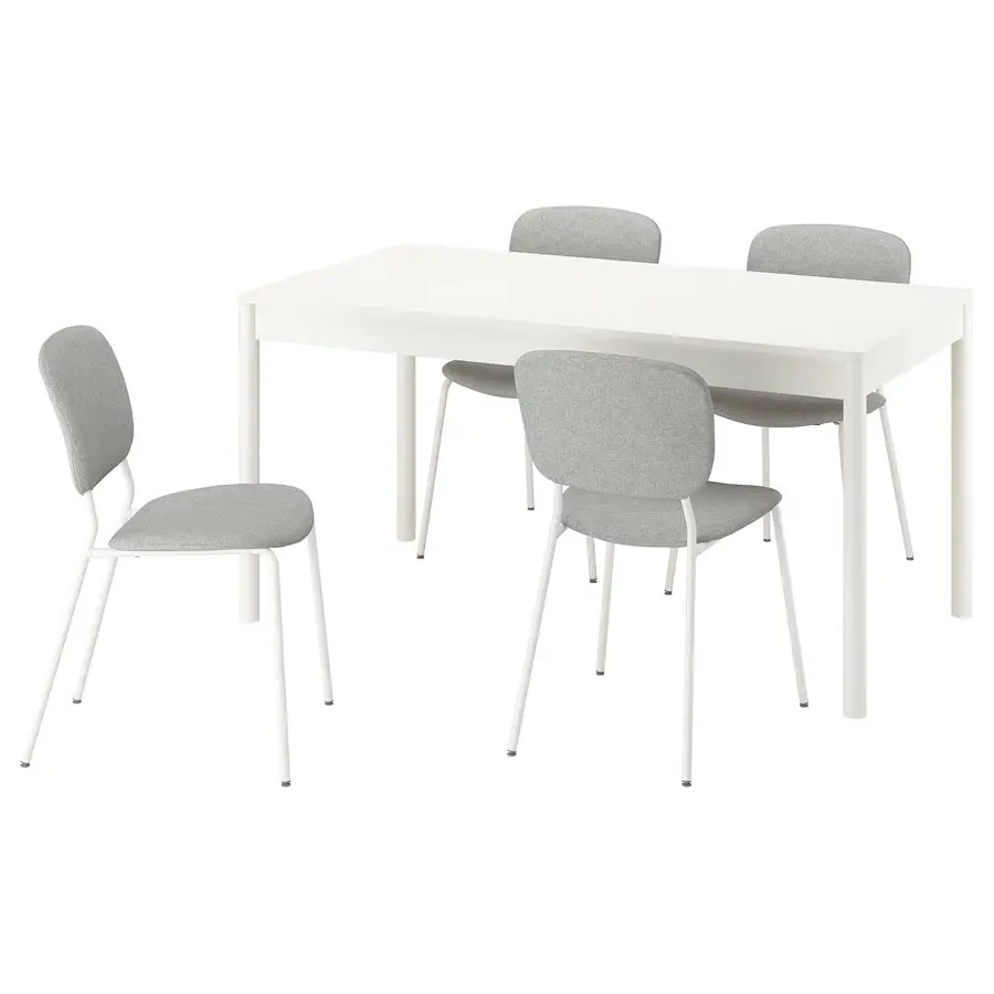 Комплект стол + 4 стула Ikea Tonstad/Vihals/Tibbleby 150x80 (Белый/Серо-бежевый) - 2