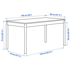 Комплект стол + 4 стула Ikea Tonstad/Vihals/Tibbleby 150x80 (Белый/Серо-бежевый) Thumb