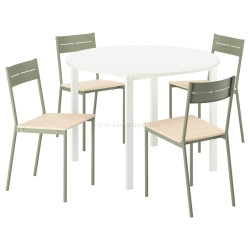 Set masa + 4 scaune Ikea Vihals/Buslatt 107 (Alb/Gri-verde)