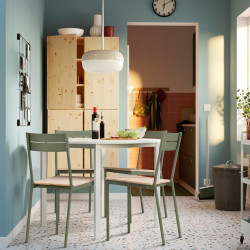 Set masa + 4 scaune Ikea Vihals/Buslatt 107 (Alb/Gri-verde) Thumb