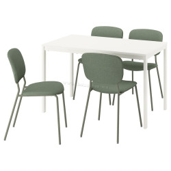 Set masa + 4 scaune Ikea Vihals/Tibbleby 120/180x74 (Alb/Verde)