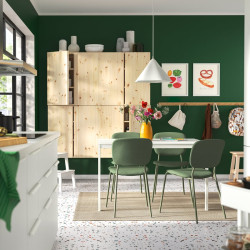 Set masa + 4 scaune Ikea Vihals/Tibbleby 120/180x74 (Alb/Verde) Thumb