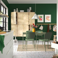 Set masa + 4 scaune Ikea Vihals/Tibbleby 120/180x74 (Verde) Thumb
