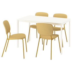 Set masa + 4 scaune Ikea Vihals/Tibbleby 125x74 (Alb/Galben) Thumb