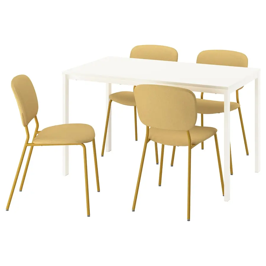Set masa + 4 scaune Ikea Vihals/Tibbleby 125x74 (Alb/Galben) - 2
