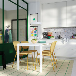 Set masa + 4 scaune Ikea Vihals/Tibbleby 125x74 (Alb/Galben)