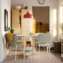 Комплект стол + 4 стула Ikea Vihals/Tibbleby 39/95/151x90 (Белый/Серо-бежевый) Thumb