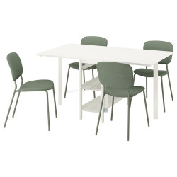 Set masa + 4 scaune Ikea Vihals/Tibbleby 39/95/151x90 (Alb/Verde)