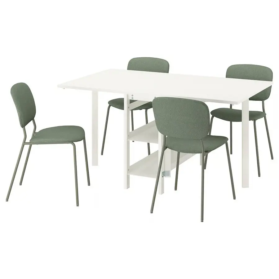 Set masa + 4 scaune Ikea Vihals/Tibbleby 39/95/151x90 (Alb/Verde)