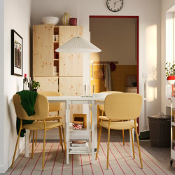 Set masa + 4 scaune Ikea Vihals/Tibbleby 39/95/151x90 (Alb/Galben) Thumb