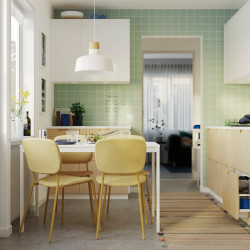 Set masa + 4 scaune Ikea Vihals/Tibbleby 84/120x74 (Alb/Galben) Thumb