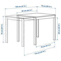 Set masa + 4 scaune Ikea Vihals/Tibbleby 84/120x74 (Alb/Galben) Thumb