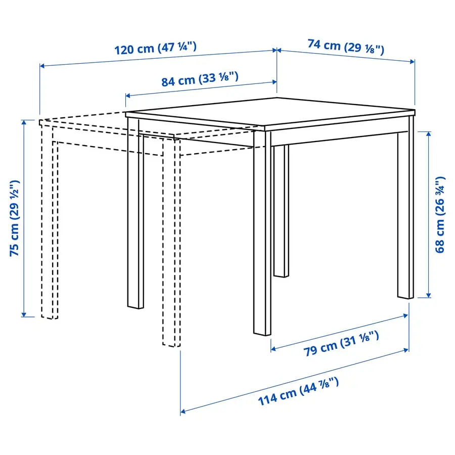 Set masa + 4 scaune Ikea Vihals/Tibbleby 84/120x74 (Alb/Galben) - 6