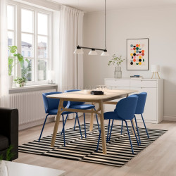 Комплект стол + 4 стула Ikea Voxlov/Krylbo/Tonerud 180x90 (Бамбук/Синий)