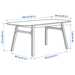 Комплект стол + 4 стула Ikea Voxlov/Krylbo/Tonerud 180x90 (Бамбук/Синий) Thumb