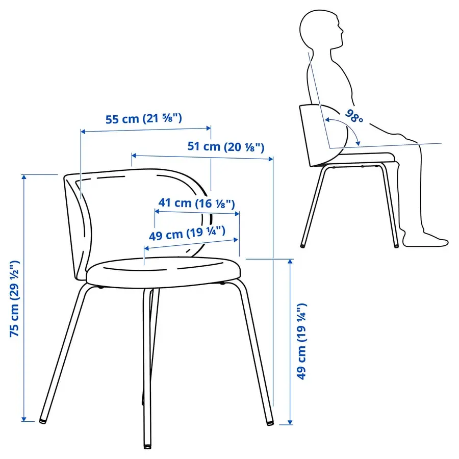 Комплект стол + 4 стула Ikea Voxlov/Krylbo/Tonerud 180x90 (Бамбук/Синий) - 7