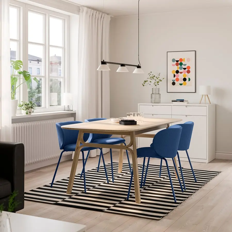 Комплект стол + 4 стула Ikea Voxlov/Krylbo/Tonerud 180x90 (Бамбук/Синий)