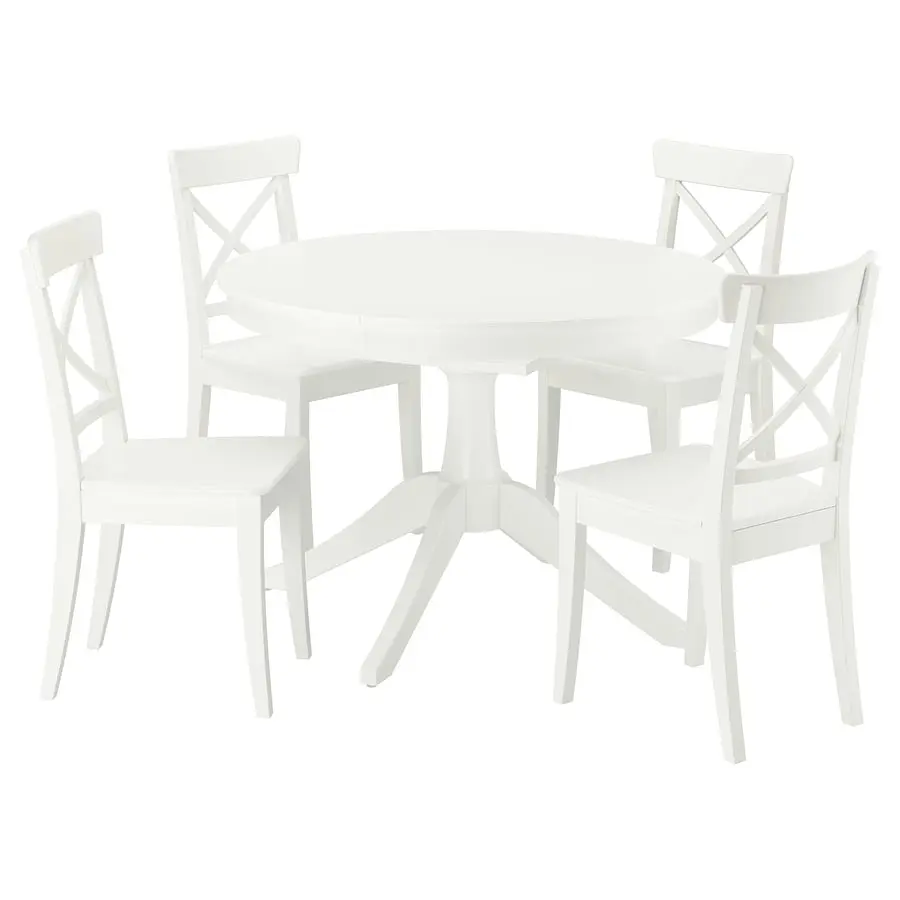 Set masa + 4 scaune Ikea Rosentorp 110/155 (Alb) - 2
