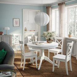 Set masa + 4 scaune Ikea Rosentorp 110/155 (Alb)