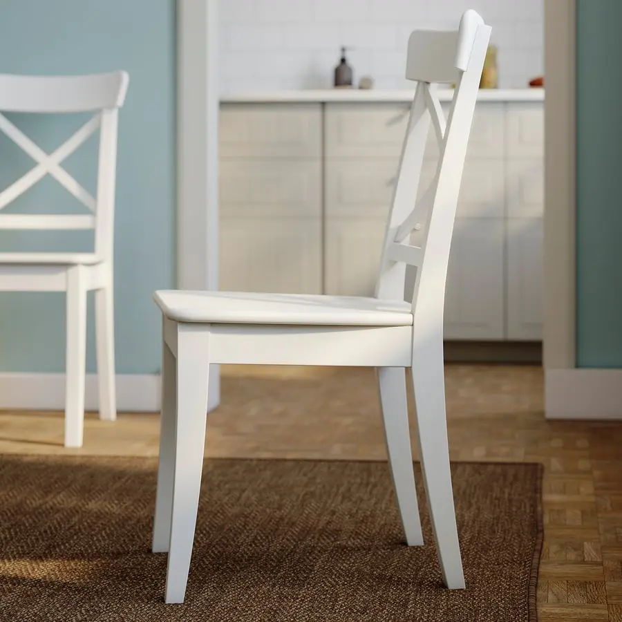 Set masa + 4 scaune Ikea Rosentorp 110/155 (Alb) - 6