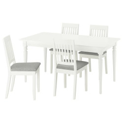 Set masa + 4 scaune Ikea Rosentorp/Nasinge/Tibbleby 155/215x87 (Alb/Bej-gri) Thumb
