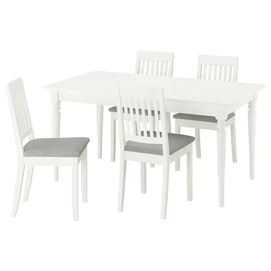 Set masa + 4 scaune Ikea Rosentorp/Nasinge/Tibbleby 155/215x87 (Alb/Bej-gri) - 2