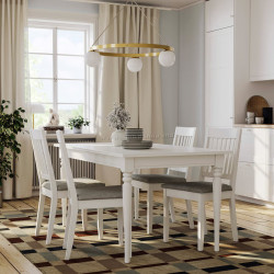 Set masa + 4 scaune Ikea Rosentorp/Nasinge/Tibbleby 155/215x87 (Alb/Bej-gri)