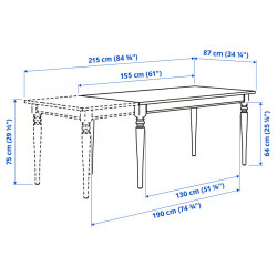 Set masa + 4 scaune Ikea Rosentorp/Nasinge/Tibbleby 155/215x87 (Alb/Bej-gri) Thumb