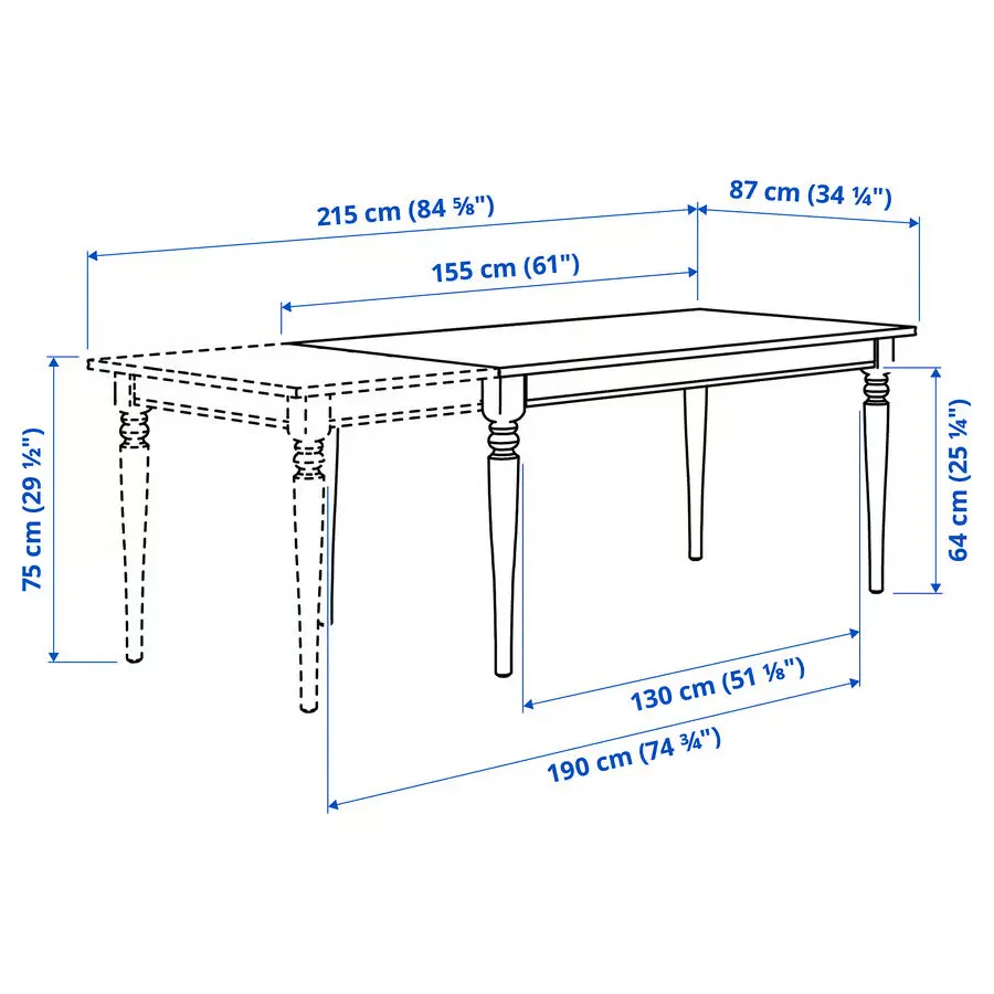 Set masa + 4 scaune Ikea Rosentorp/Nasinge/Tibbleby 155/215x87 (Alb/Bej-gri) - 7