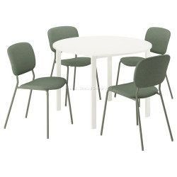 Set masa + 4 scaune Ikea Vihals/Tibbleby 107cm (Alb/Gri-verde)