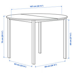 Set masa + 4 scaune Ikea Vihals/Tibbleby 107cm (Alb/Gri-verde) Thumb