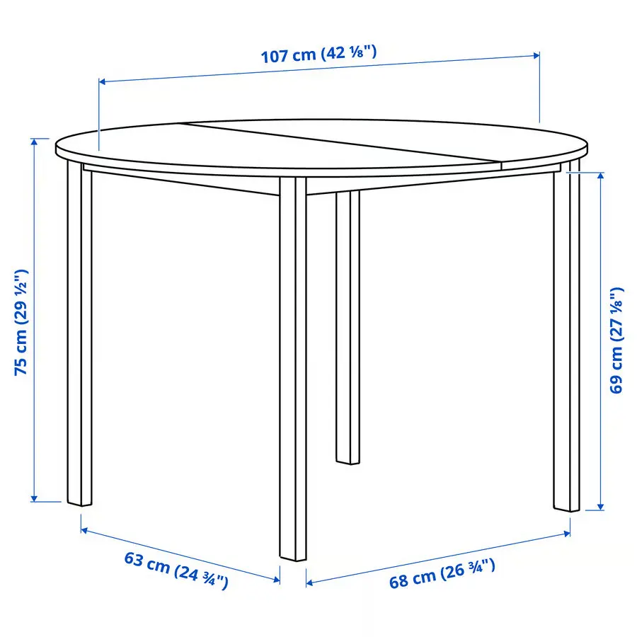 Set masa + 4 scaune Ikea Vihals/Tibbleby 107cm (Alb/Gri-verde) - 7