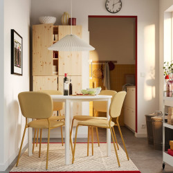 Set masa + 4 scaune Ikea Vihals/Tibbleby 107cm (Alb/Galben) Thumb