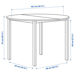Set masa + 4 scaune Ikea Vihals/Tibbleby 107cm (Alb/Galben) Thumb