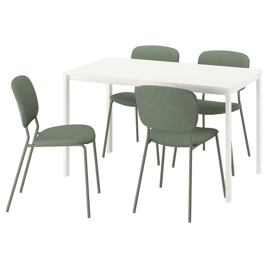 Set masa + 4 scaune Ikea Vihals/Tibbleby 125x74 (Alb/Gri-verde) - 2