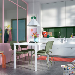 Set masa + 4 scaune Ikea Vihals/Tibbleby 125x74 (Alb/Gri-verde)