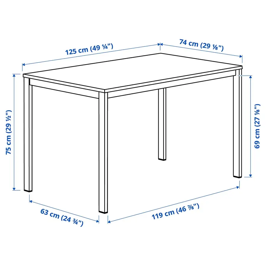 Set masa + 4 scaune Ikea Vihals/Tibbleby 125x74 (Alb/Gri-verde) - 7