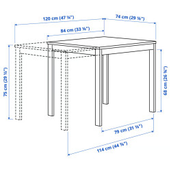 Set masa + 4 scaune Ikea Vihals/Tibbleby 84/120x74 (Alb/Gri-verde) Thumb