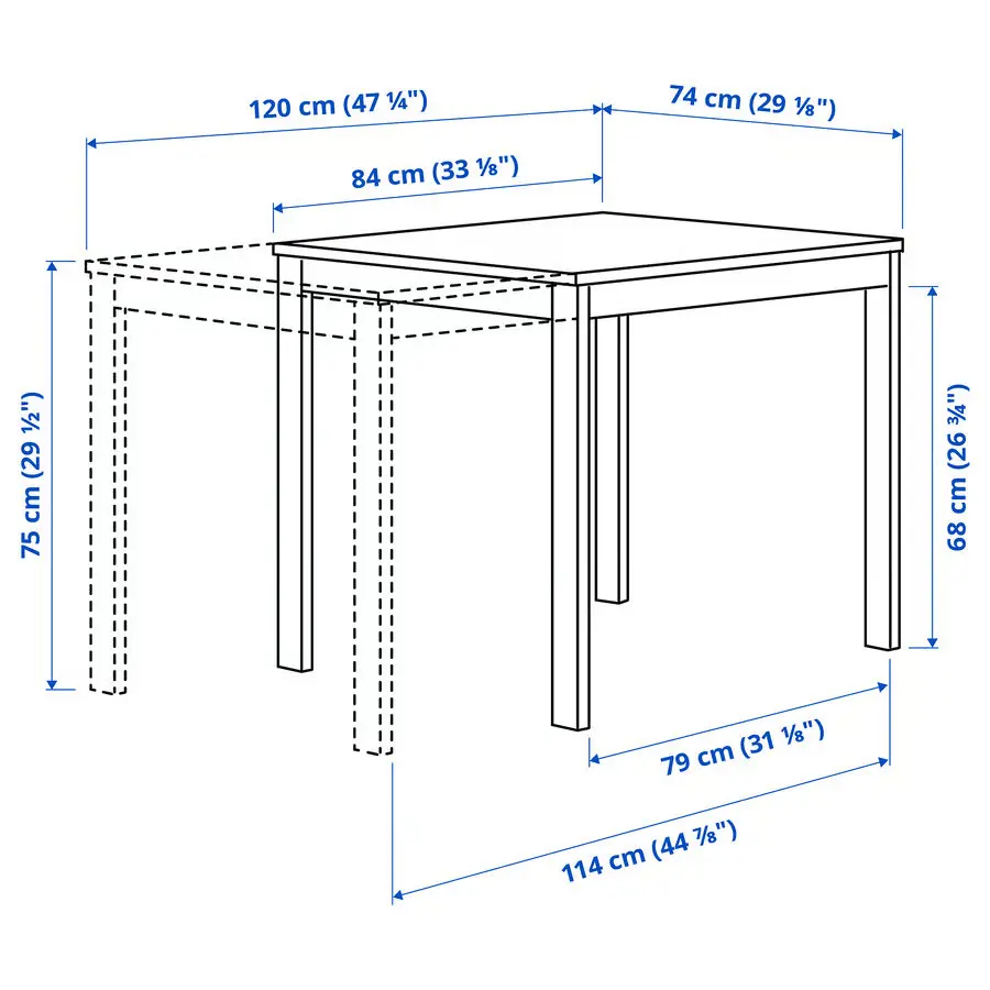 Set masa + 4 scaune Ikea Vihals/Tibbleby 84/120x74 (Alb/Gri-verde) - 7