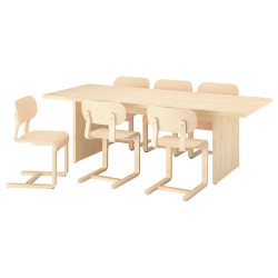 Set masa + 6 scaune Ikea Bergshyttan/Lyckan 240x93 (Mesteacan) Thumb