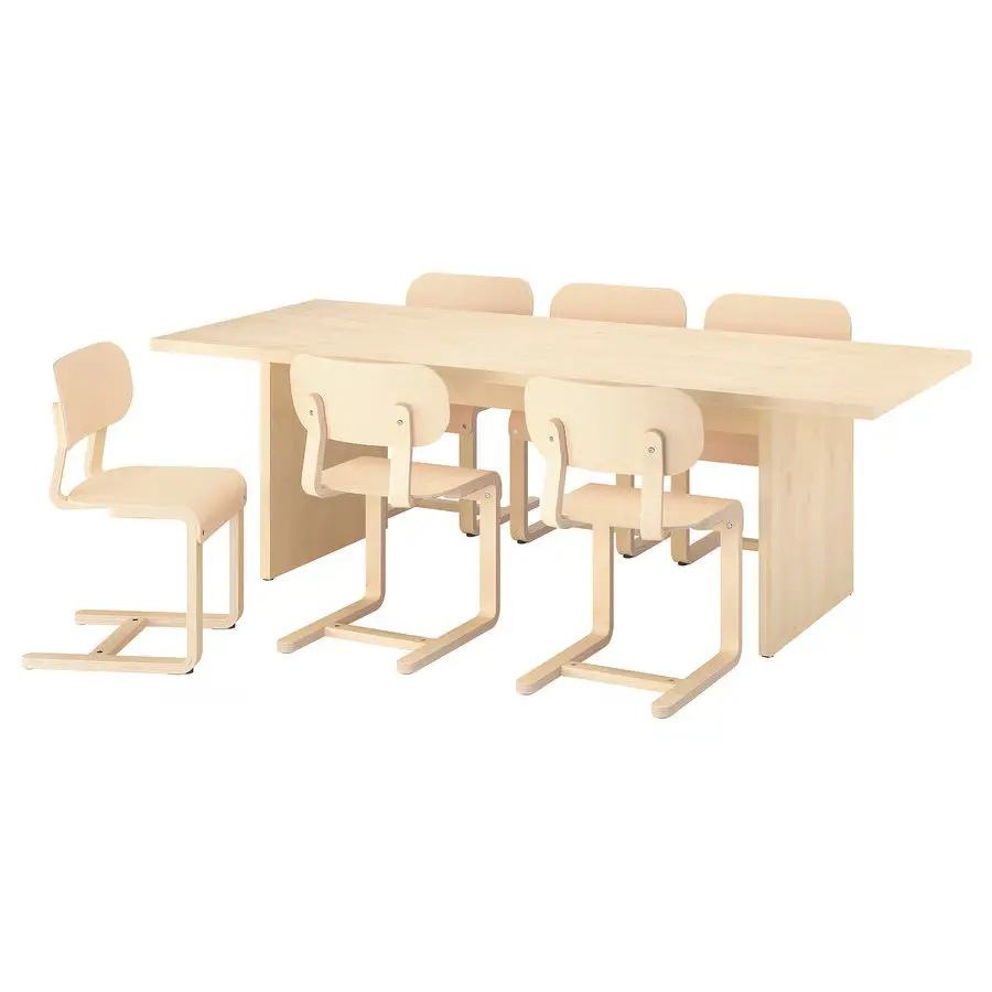 Set masa + 6 scaune Ikea Bergshyttan/Lyckan 240x93 (Mesteacan) - 2
