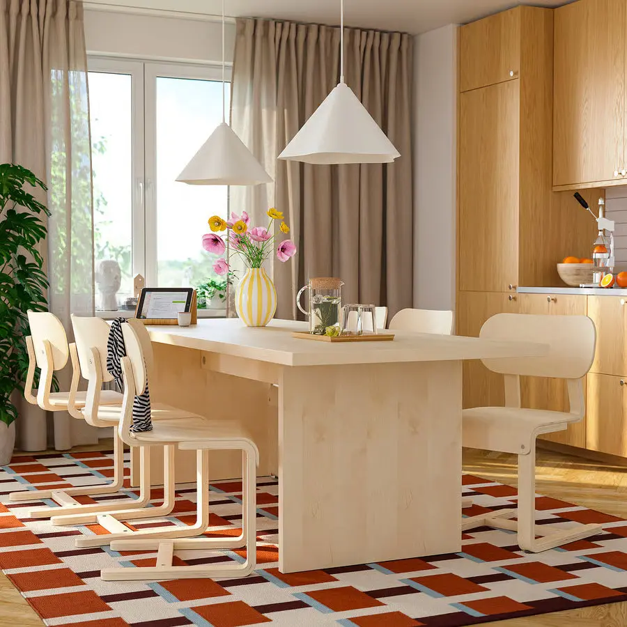 Set masa + 6 scaune Ikea Bergshyttan/Lyckan 240x93 (Mesteacan)
