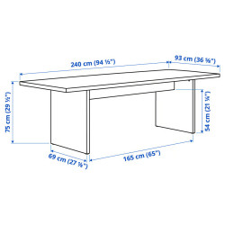 Комплект стол + 6 стула Ikea Bergshyttan/Stockholm 2025 240x93 (Береза/Темно-коричневый) Thumb