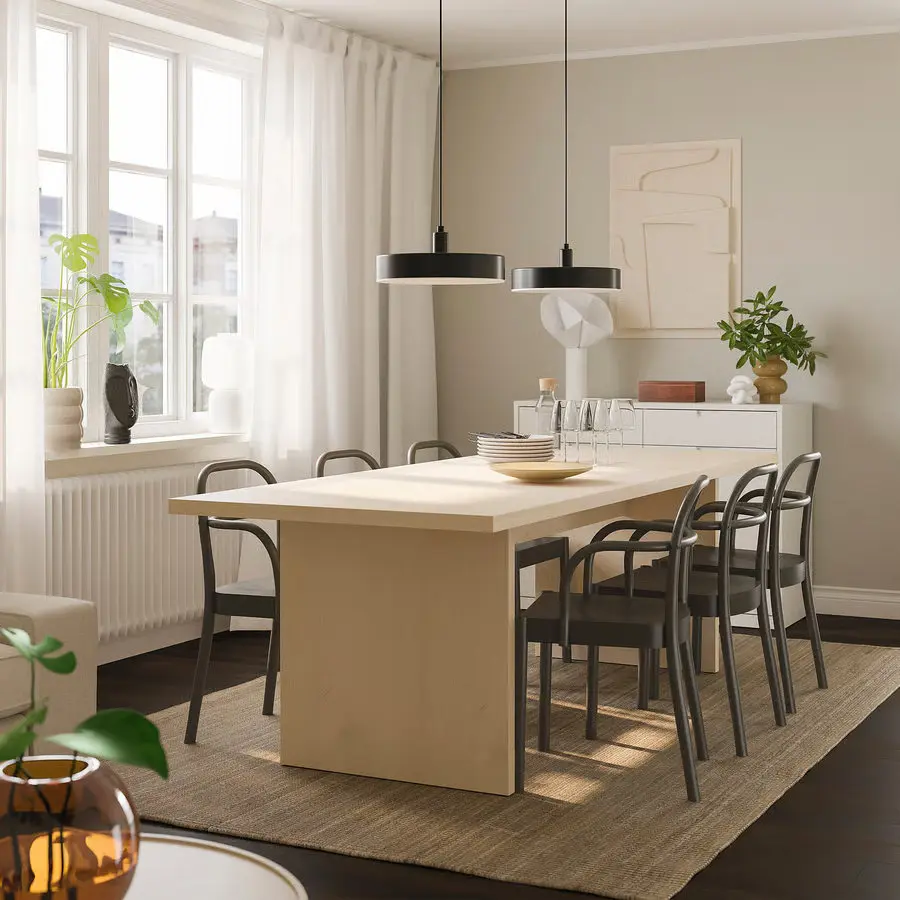 Комплект стол + 6 стула Ikea Bergshyttan/Stockholm 2025 240x93 (Береза/Темно-коричневый)