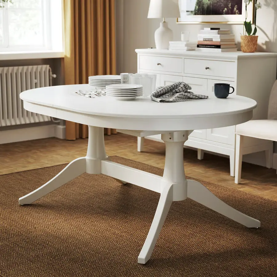 Комплект стол + 6 стула Ikea Rosentorp/Kilanda 160/215x110 (Белый/Светло-бежевый) - 3
