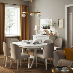 Set masa + 6 scaune Ikea Rosentorp/Kilanda 160/215x110 (Alb/Bej deschis)
