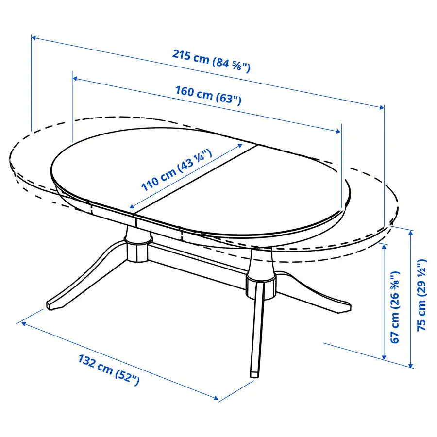Комплект стол + 6 стула Ikea Rosentorp/Kilanda 160/215x110 (Белый/Светло-бежевый) - 8